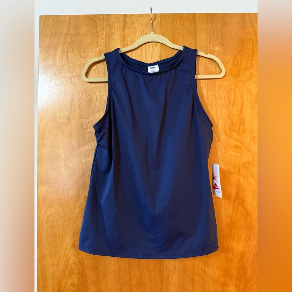 Lands' End Swim Tankini Top Only Solid Navy Blue NWT Women’s Size 12